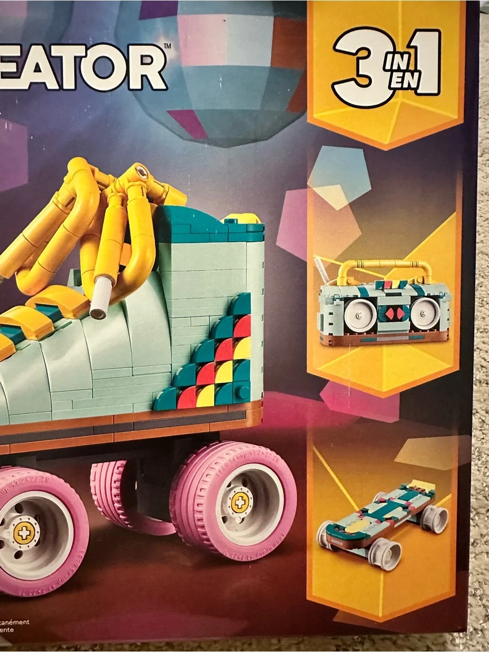 Lego Creator Retro Roller Skate in Teal, Pink & Yellow
